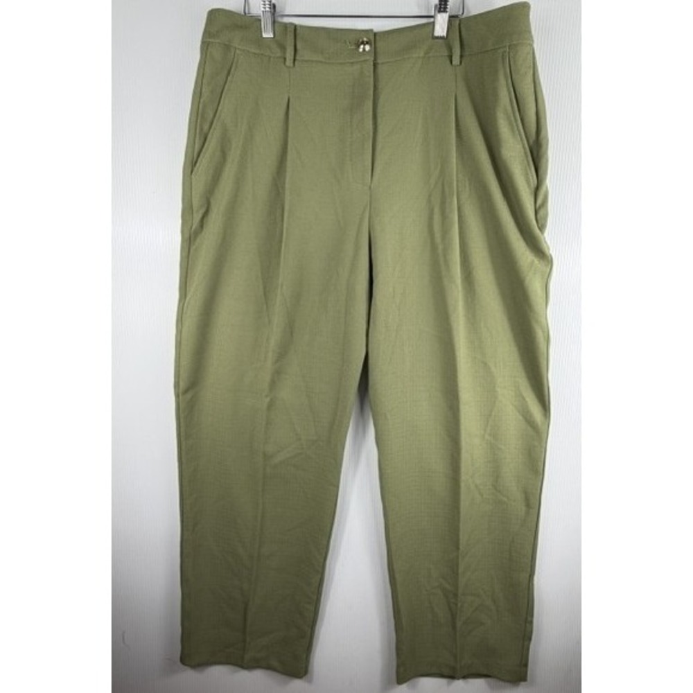 ASOS Design Tailored Tapered Trouser Pants Khaki Green High Rise Womens 14 Work